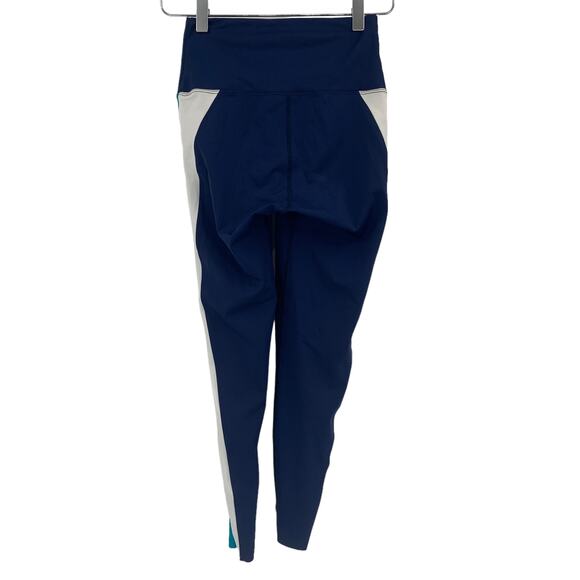 GOOD AMERICAN Leggings Size S Activewear Athletic Pants Workout Blue White Teal - Picture 4 of 5